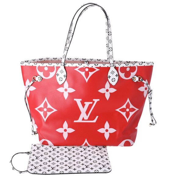 Louis Vuitton Neverfull MM Giant Monogram Tote Bag M44567 Rouge Pink - Picture 1 of 9